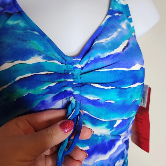 NWT Magicsuit by Miraclesuit ruched blue one peice swimsuit. Size 10 - Picture 2 of 13